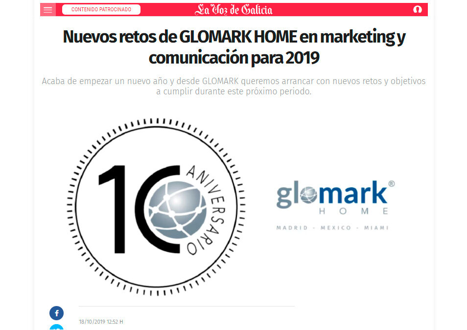 Nuevos retos de GLOMARK HOME en marketing y comunicación para 2019